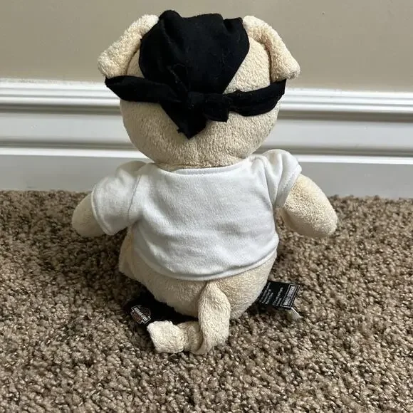 HARLEY DAVIDSON STUFFED PIG, White T Shirt - Logo, Black Bandana - Logo - 2012 - Picture 4 of 11